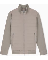 Emporio Armani - Stretch Nylon Down Jacket With Knit Sleeves Travel Essential - Lyst