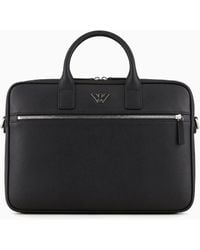 Emporio Armani - Bolso Modelo Business De Piel Saffiano Regenerada Con Placa De Águila Asv - Lyst