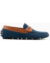 Emporio Armani - Crust Leather Driving Loafers - Lyst