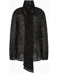 Emporio Armani - Chemise À Col Foulard En Tulle Dévoré Jeu De Cartes Asv - Lyst