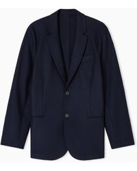 Emporio Armani - Blazer Con Abotonadura Sencilla En Franela De Lana Virgen Travel Essential - Lyst