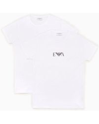 Emporio Armani - Two-pack Of Regular-fit Underwear T-shirts With Essential Monogram Logo - Lyst