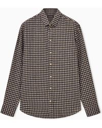 Emporio Armani - Long-Sleeve Micro-Check Flannel Shirt - Lyst