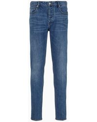 Emporio Armani - J75 Slim-fit, Washed Stretch-denim Jeans - Lyst