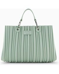Emporio Armani - Asv Myea Small Shopper Bag In Pleated, Recycled Faux Nappa Leather - Lyst