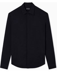 Emporio Armani - Wool Slub Jersey Shirt - Lyst