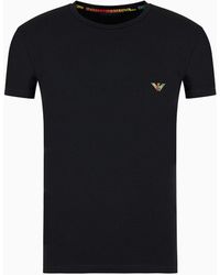 Emporio Armani - Slim-fit Loungewear T-shirt With Rainbow Logo Print - Lyst
