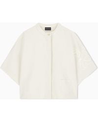Emporio Armani - Linen-Blend Canvas Shirt Jacket With Embroidery - Lyst