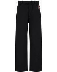 Emporio Armani - Garment-dyed Bull Denim Baggy Pants With Mon Amour Print - Lyst