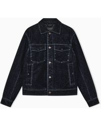 Emporio Armani - Flocked Denim Jacket Signature Capsule - Lyst