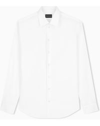 Emporio Armani - Cotton Dress Shirt With A Pointed Collar And Buttoned Cuffs - Lyst