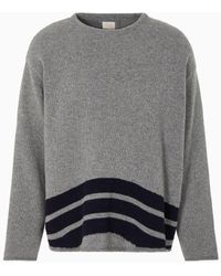 Emporio Armani - Armani Sustainability Values Capsule Recycled Wool-blend Jumper With Jacquard Stripes And Coordinate Print - Lyst