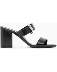 Emporio Armani - Shiny Polished Leather Sandals With Heel - Lyst
