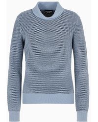 Emporio Armani - Icon Two-tone Jumper With A Jacquard Op-art Motif - Lyst