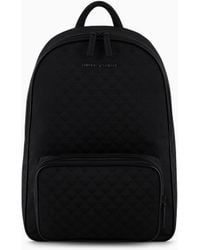 Emporio Armani - Jacquard Backpack With Logo And Front Pocket Essential - Lyst