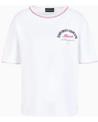 Emporio Armani - Asv T-shirt Aus Bio-jersey Mit Logo-stickerei Und Ziernähten - Lyst