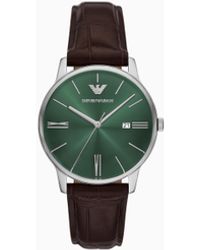 Emporio Armani - Three-Hand Date Leather Watch - Lyst