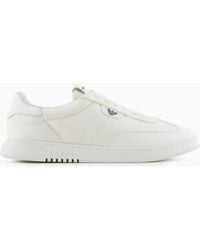 Emporio Armani - Nylon Sneakers With Leather Details - Lyst