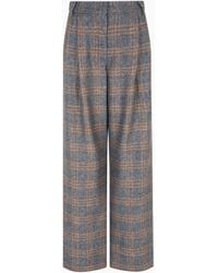 Emporio Armani - Icon Check-Motif Virgin-Wool Blend Trousers With Pleats - Lyst