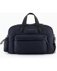 Emporio Armani - Nylon Duffel Bag With All-Over Jacquard Logo Lettering - Lyst