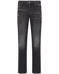 Emporio Armani - Jeans J06 Slim Fit In Denim Stretch Effetto Used - Lyst