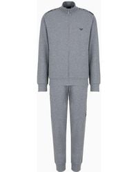 Emporio Armani - Loungewear Tracksuit With Full-zip Sweatshirt With Logo Tape - Lyst
