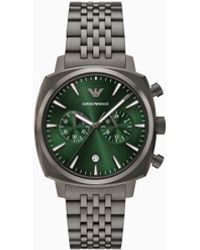 Emporio Armani - Chronograph Gunmetal Stainless Steel Watch - Lyst