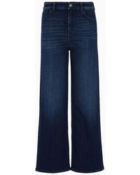 Emporio Armani - J33 Mid-rise Cropped Flared Denim Jeans With Ea Embroidery - Lyst
