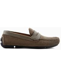 Emporio Armani - Micro-perforated Suede Driving Loafers - Lyst