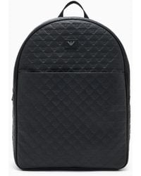 Emporio Armani - Sac À Dos En Cuir Avec Aigle Embossé All Over - Lyst