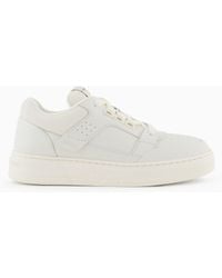 Emporio Armani - Mesh And Leather Sneakers With Contrasting Details - Lyst