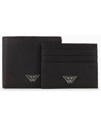 Emporio Armani - Gift Box With Regenerated-leather Wallet And Card Holder With Eagle Plate - Lyst