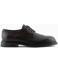 Emporio Armani - Pebbled Leather Derby Shoes - Lyst