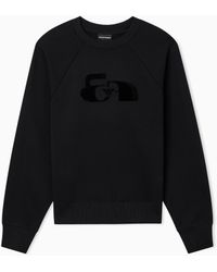 Emporio Armani - Jersey Sweatshirt With Oversized Flocked Logo - Lyst