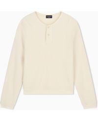 Emporio Armani - Icon Jersey-Stitch, Henley-Collar Sweatshirt - Lyst