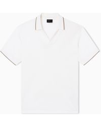 Emporio Armani - V-Neck Piqué Polo Shirt - Lyst