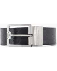 Emporio Armani - Leather Belt With All-Over Embossed Eagle - Lyst