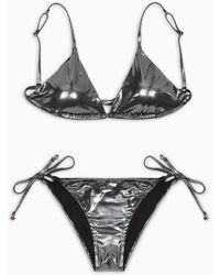 Emporio Armani - Bikini De Triángulo Con Relleno De Tejido Foil Reciclado Asv - Lyst