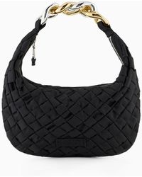 Emporio Armani - Asv Woven Recycled Nylon Handbag With Chain Handle - Lyst