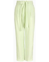 Emporio Armani - Pantalones Con Cordón En La Cintura De Modal Fluido Mate Lavado - Lyst