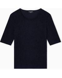 Emporio Armani - Icon Crêpe-Look Interlock Jersey T-Shirt With Flocked Pattern - Lyst