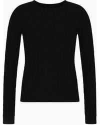 Emporio Armani - Check-Effect Knit Front And Back Viscose Jumper - Lyst
