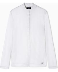 Emporio Armani - Icon Lightweight Striped Jersey Guru-Collar Shirt - Lyst