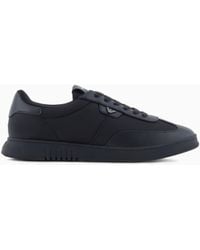 Emporio Armani - Nylon Sneakers With Leather Details - Lyst