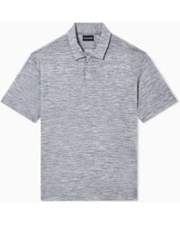 Emporio Armani - Wool Slub Jersey Polo Shirt - Lyst