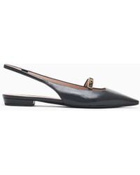 Emporio Armani - Nappa-Leather Slingback Ballerinas With Eagle Plate - Lyst