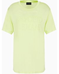 Emporio Armani - T-shirt Con Logo Effetto Devoré In Lyocell Lavato Asv - Lyst