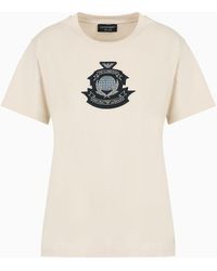 Emporio Armani - Icon Supima Jersey T-shirt With Archival Logo Patch - Lyst