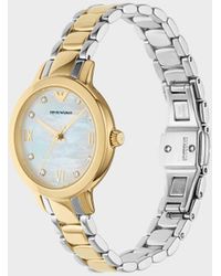 Emporio Armani Zweifarbige Uhr Aus Edelstahl Mit Drei Zeigern - Weiß