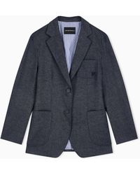 Emporio Armani - Wool Blend Blazer With Denim Effect Signature Capsule - Lyst